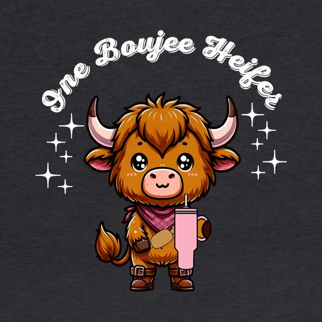 Boujee Heifer Highland Cow Valentines Day Farmyard Animal by SilverLake